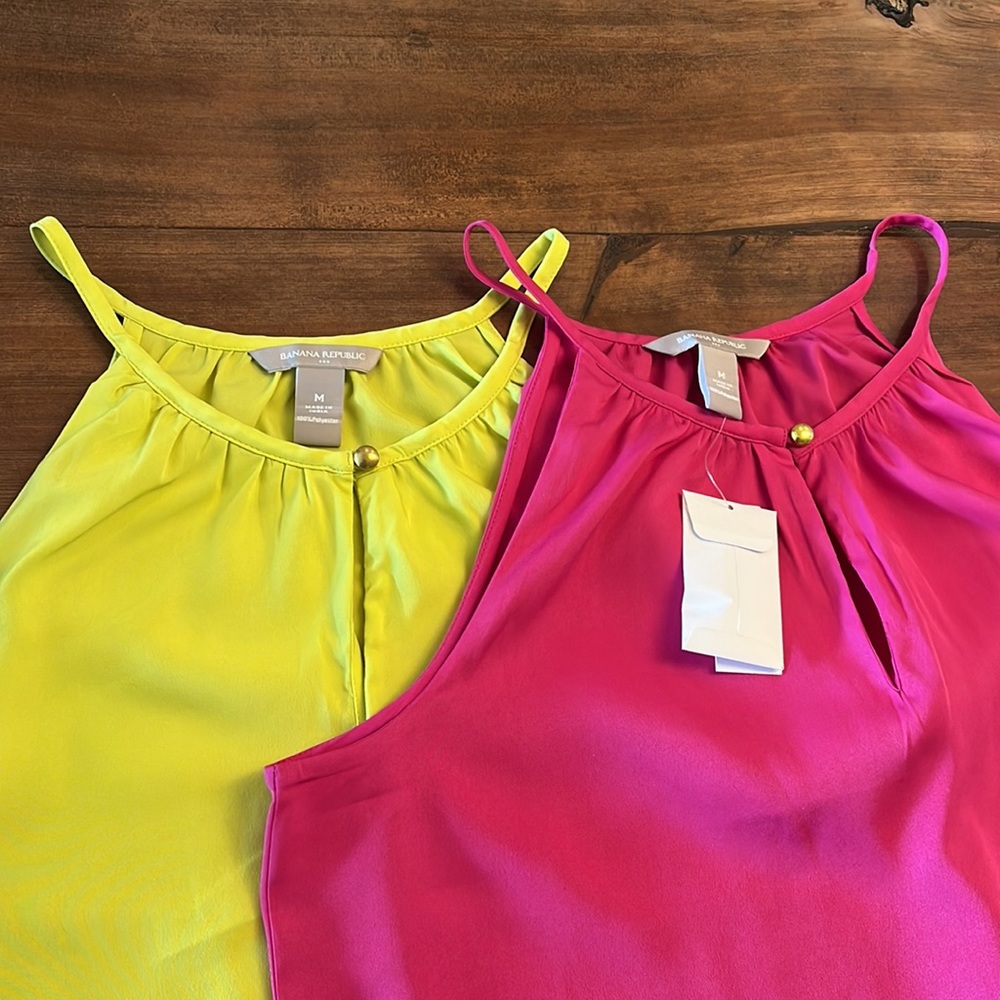 Banana Republic. Bundle of two. Magenta and lime sleeveless tops.